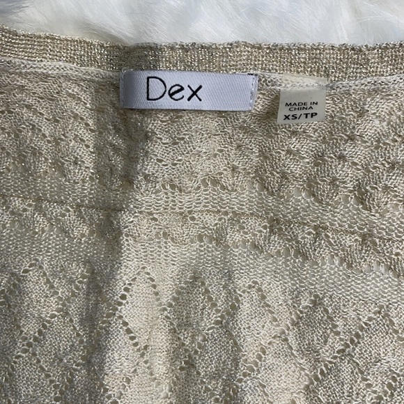 NEW Dex Wool-blend Beige Lurex Longline Open Vest - Picture 5 of 7